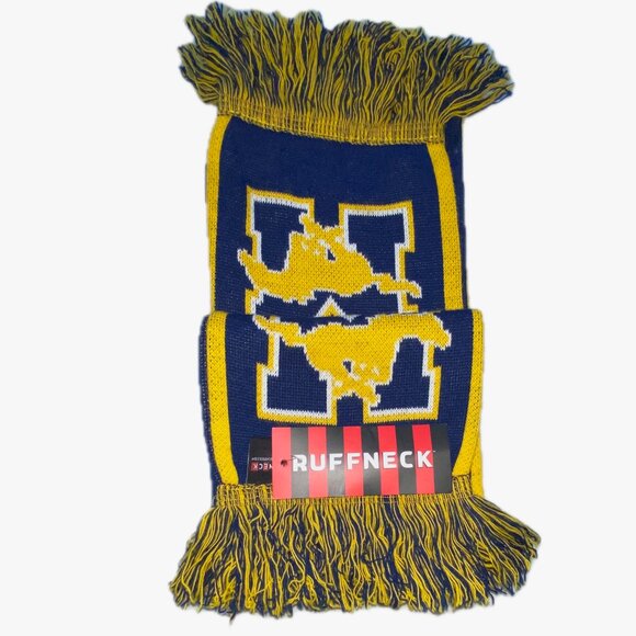 Ruffneck Soccer Team Scarf - Marlboro Mustangs - NWT Blue Gold Reversible Unisex - Picture 1 of 6